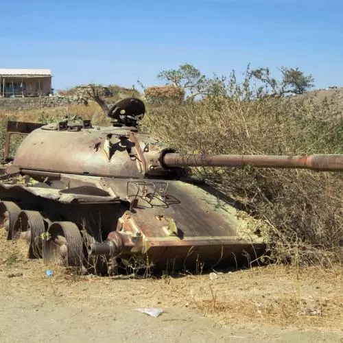 Soviet tank abandoned by retreating Ethipian troops 1991